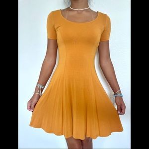 Forever 21 short sleeve skater dress in mustard